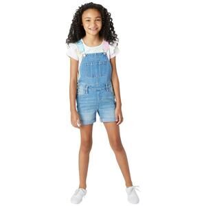 NWT Vigoss Youth Girl's 2-Piece Cotton T-Shirt and Denim Overall Shortall Set